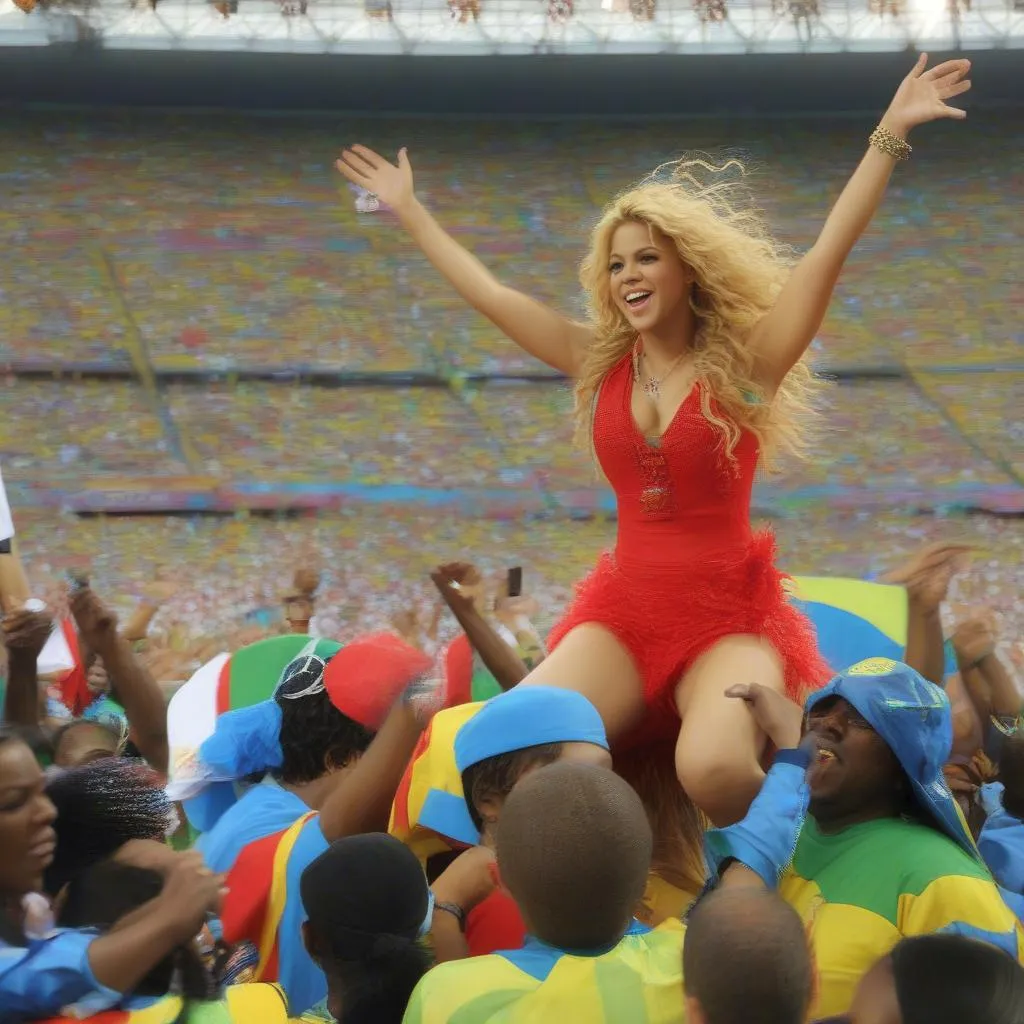 Hình ảnh Shakira biểu diễn ca khúc "Waka Waka" tại World Cup 2010