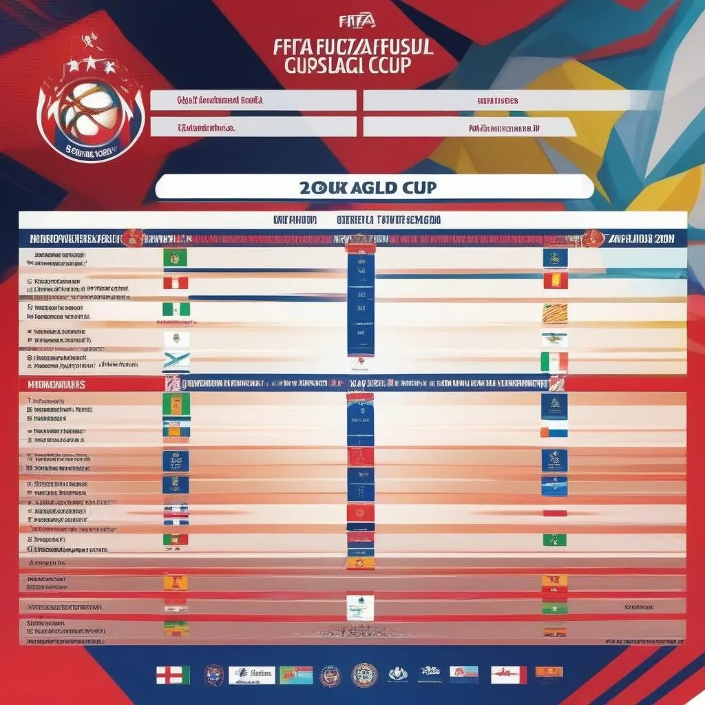 Futsal World Cup 2021 lịch thi đấu các trận đấu vòng bảng, vòng loại trực tiếp, bán kết và chung kết