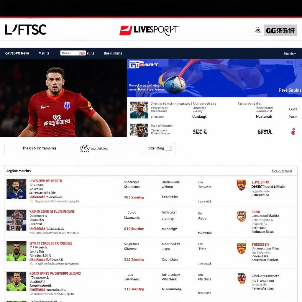 Giao diện website LIVESPORT GFTSC