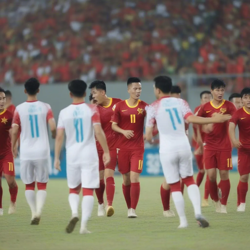 Hình ảnh đội tuyển Việt Nam trong trận đấu mở màn AFF Cup 2018