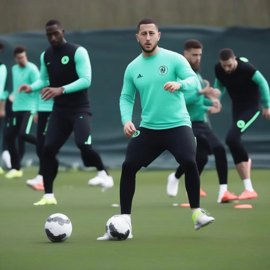 Eden Hazard training with his new teammates at Mowis