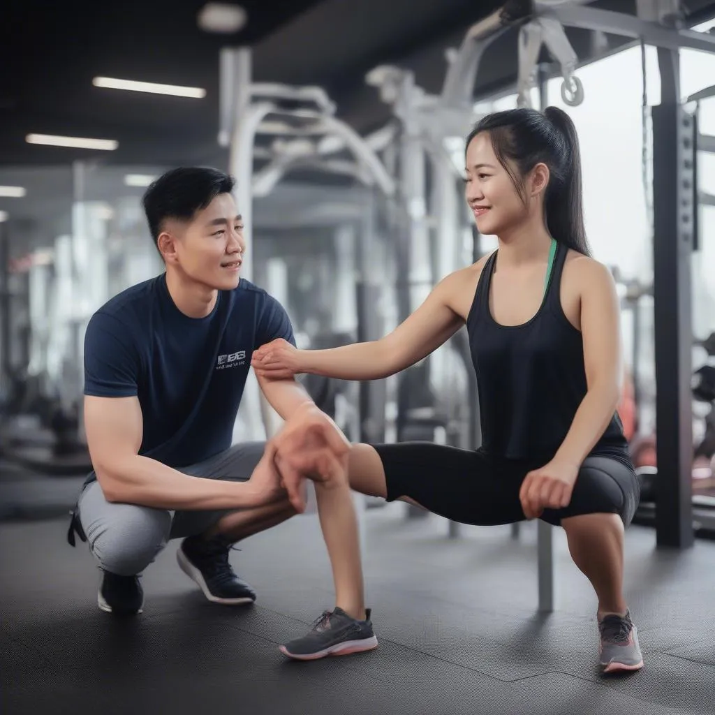 Huấn luyện viên chuyên nghiệp hướng dẫn tập luyện tại CLB Youth Gym Nhà Văn Hóa Thanh Niên