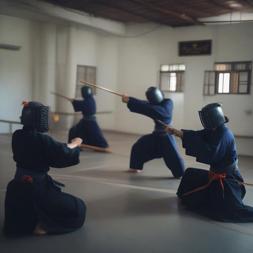 Võ sĩ Kendo đang tập luyện tại một CLB Kendo TPHCM