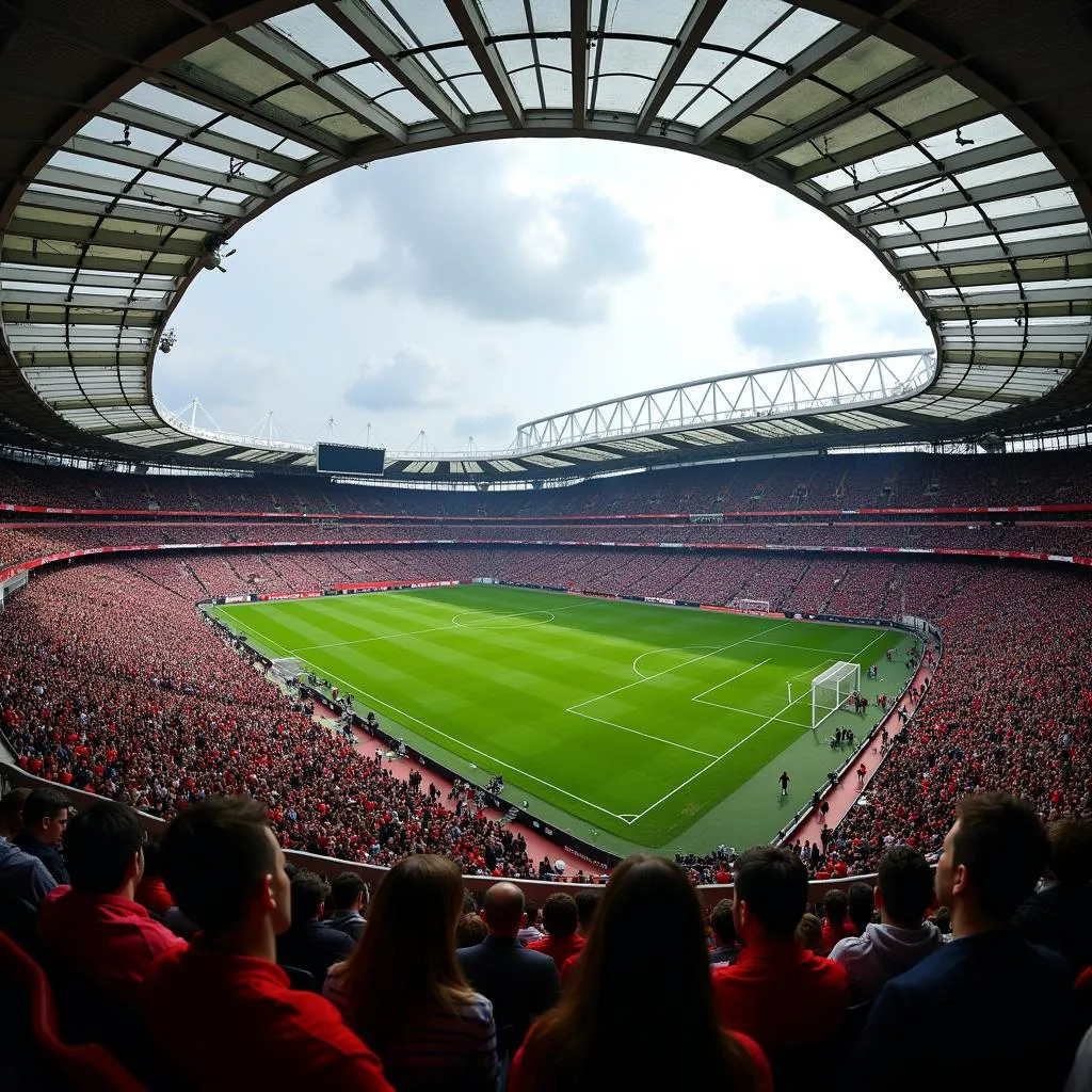 Hàng ngàn khán giả cuồng nhiệt trên khán đài sân vận động Wembley