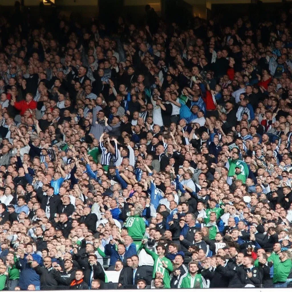 football fans cheering