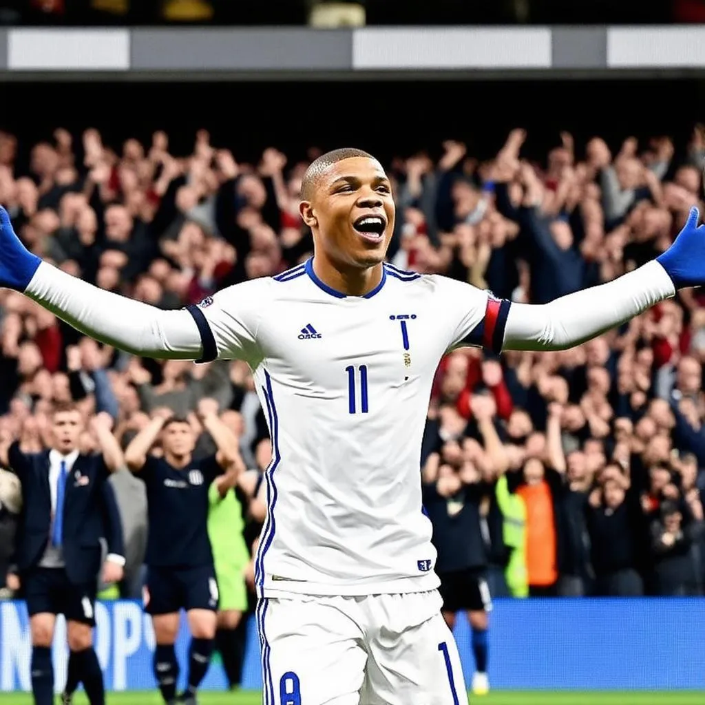 Kylian Mbappe ăn mừng bàn thắng