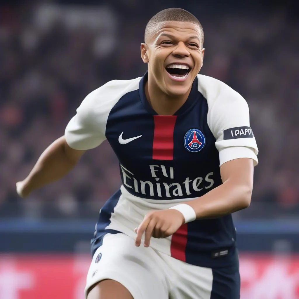 Kylian Mbappé, a French professional footballer who plays as a forward for Ligue 1 club Paris Saint-Germain