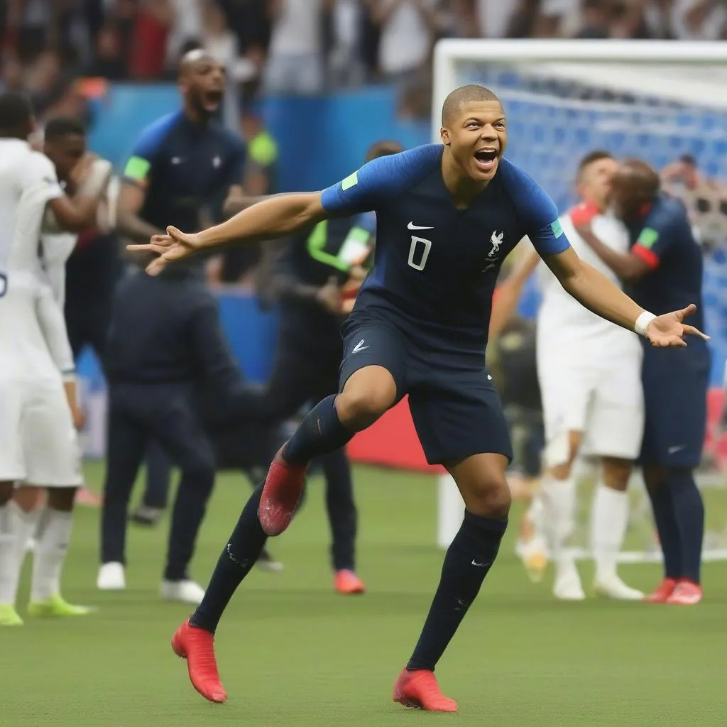 kylian mbappe ăn mừng bàn thắng