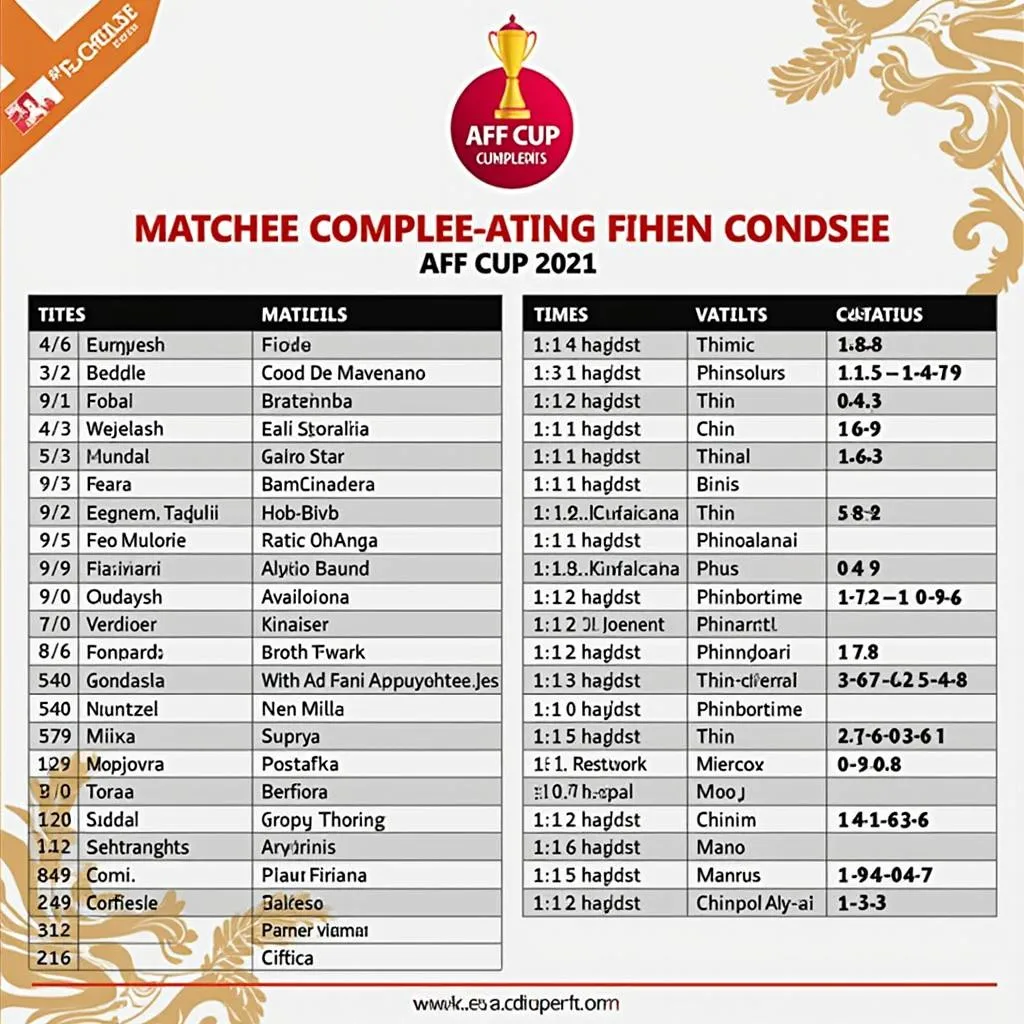 Lịch thi đấu AFF Cup 2021