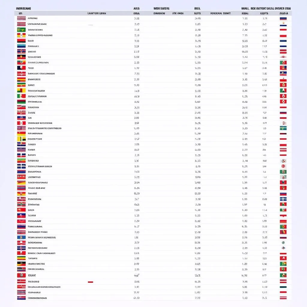 Bảng xếp hạng World Cup 2022