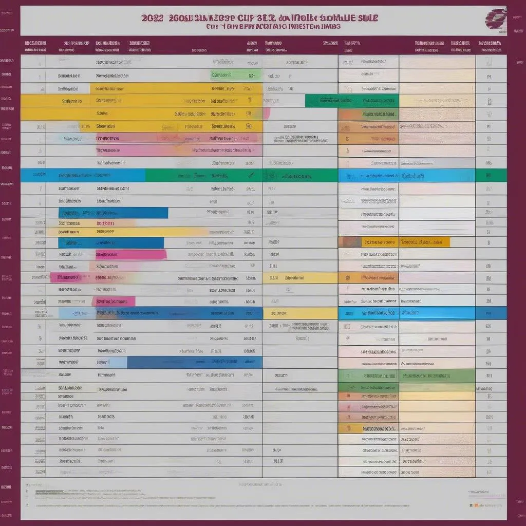 Lịch thi đấu World Cup 2022 Excel