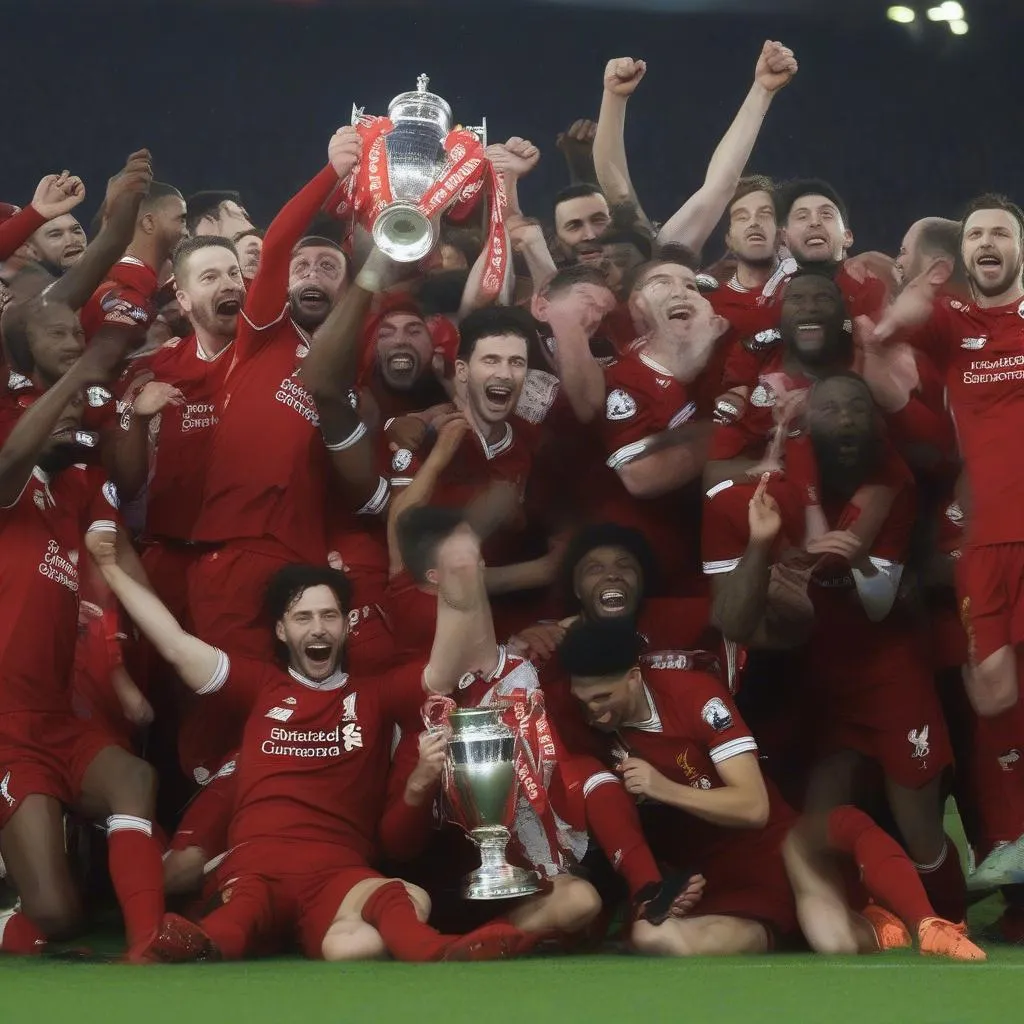 Liverpool EFL Cup Winners: Hình ảnh đội bóng Liverpool nâng cao chiếc cúp EFL Cup