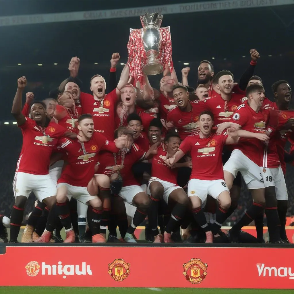 Manchester United EFL Cup Winners: Hình ảnh đội bóng Manchester United nâng cao chiếc cúp EFL Cup