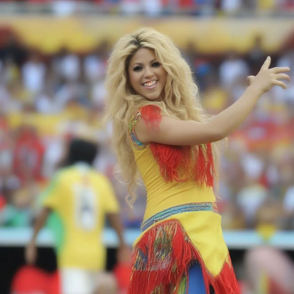 Hình ảnh Shakira biểu diễn ca khúc Waka Waka tại World Cup 2012