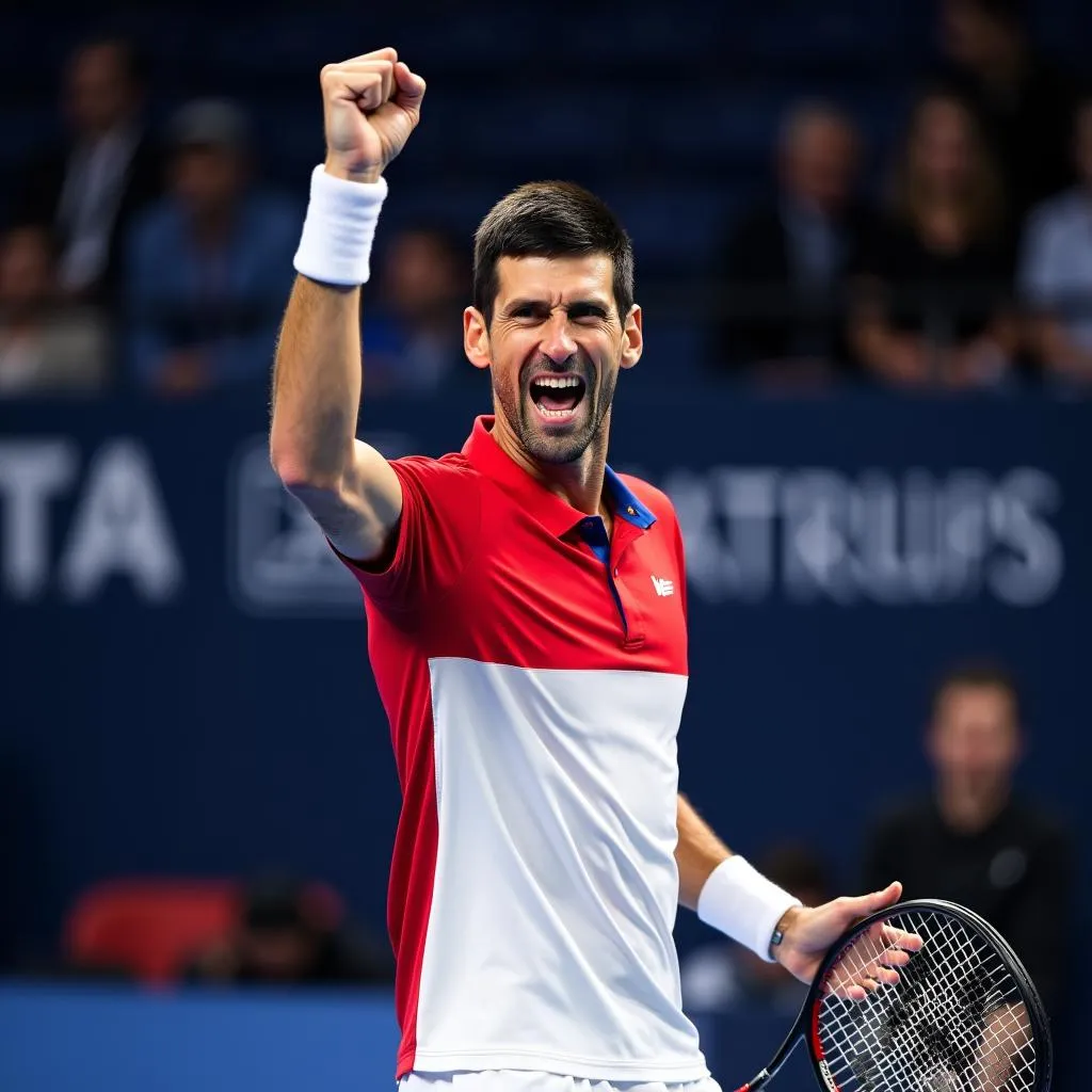 Novak Djokovic ăn mừng chiến thắng