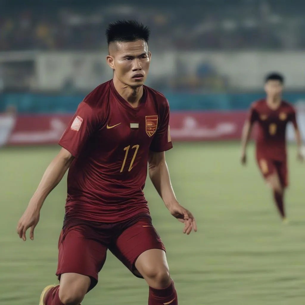 Cầu thủ Quang Hải thi đấu tại King's Cup Thailand 2019