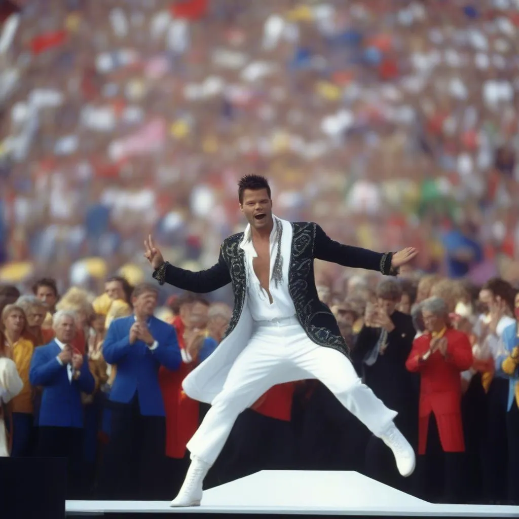 Ricky Martin biểu diễn ca khúc "Livin' la Vida Loca" tại lễ khai mạc World Cup 1998