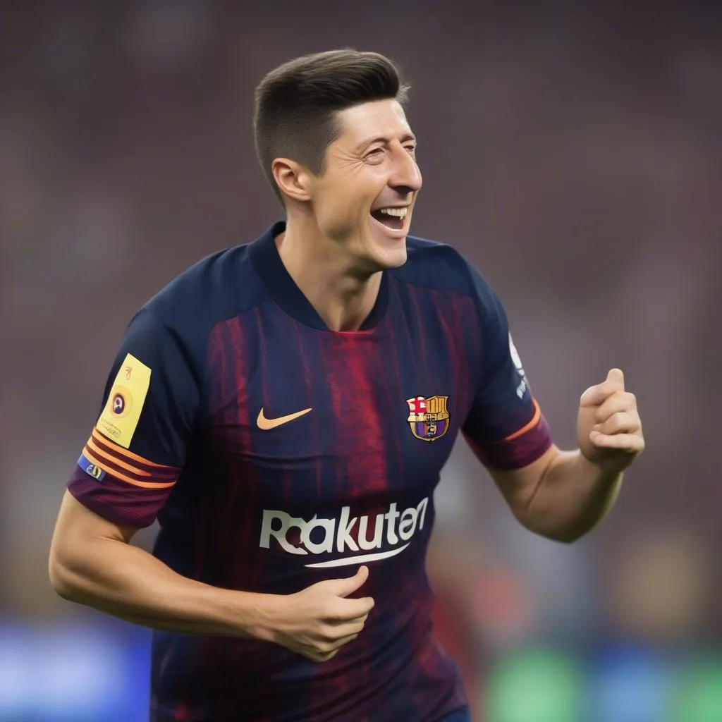 Robert Lewandowski, a Polish professional footballer who plays as a striker for La Liga club Barcelona