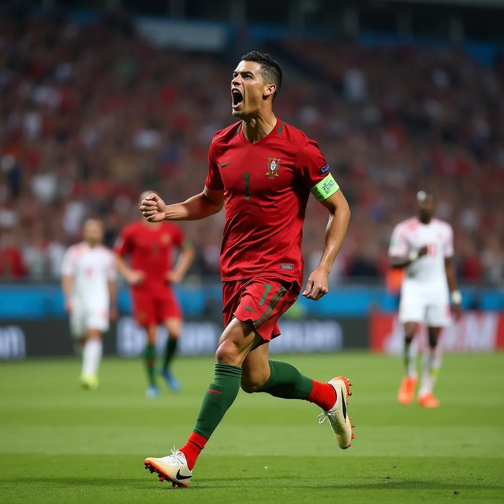 Ronaldo ăn mừng bàn thắng