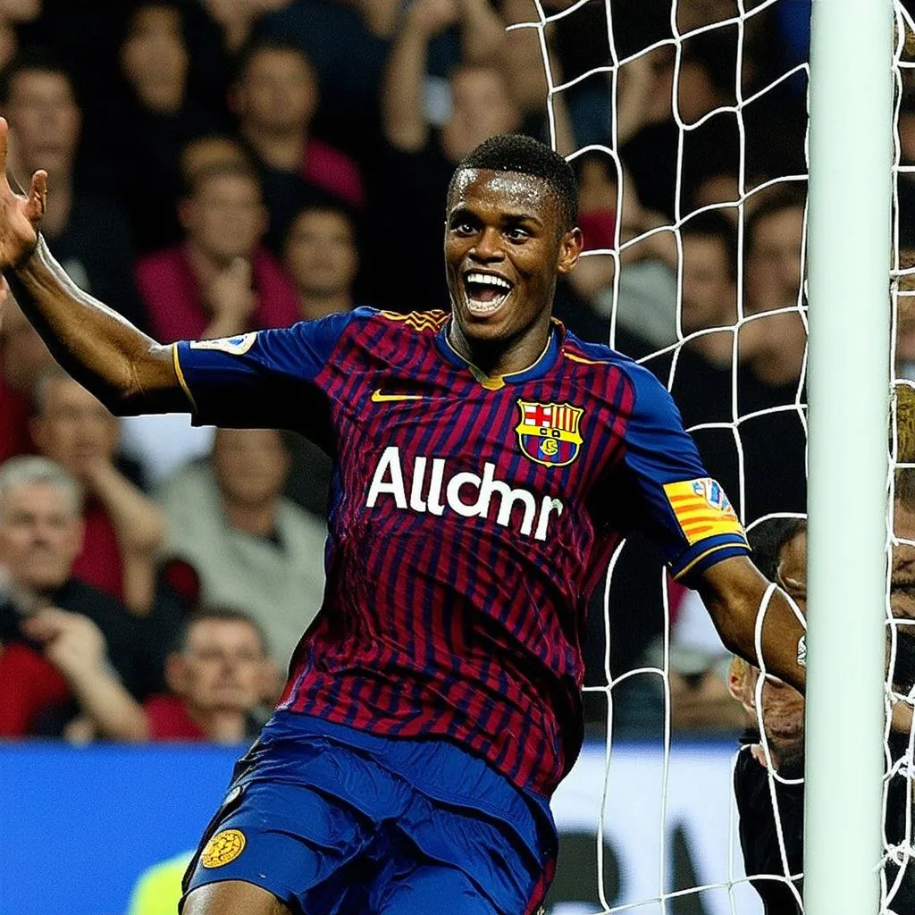 Samuel Eto'o ghi bàn thắng cho Barcelona