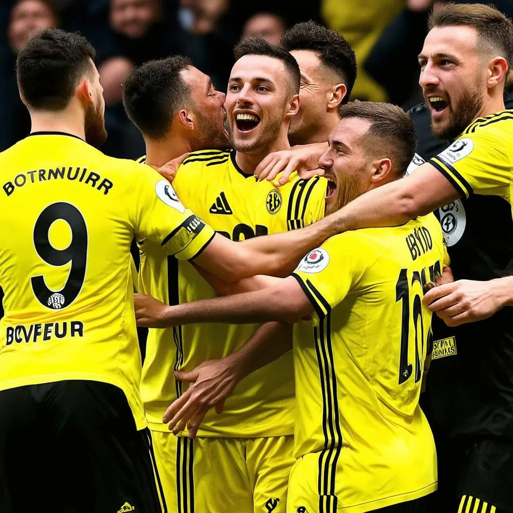 Cầu thủ Dortmund ăn mừng bàn thắng