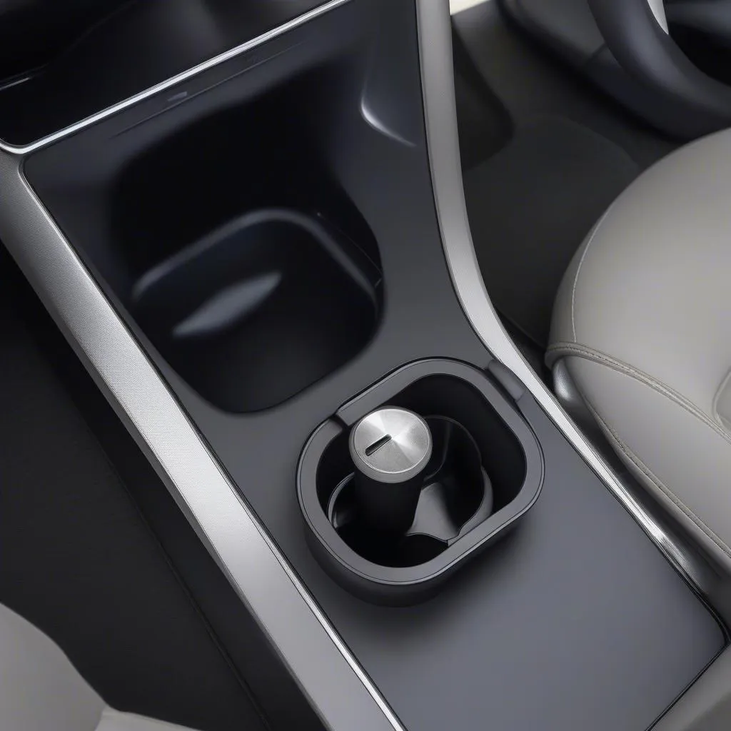 Tesla Cup Holder với thiết kế thông minh, ẩn đi khi không sử dụng, mang lại sự tiện dụng và gọn gàng cho khoang nội thất