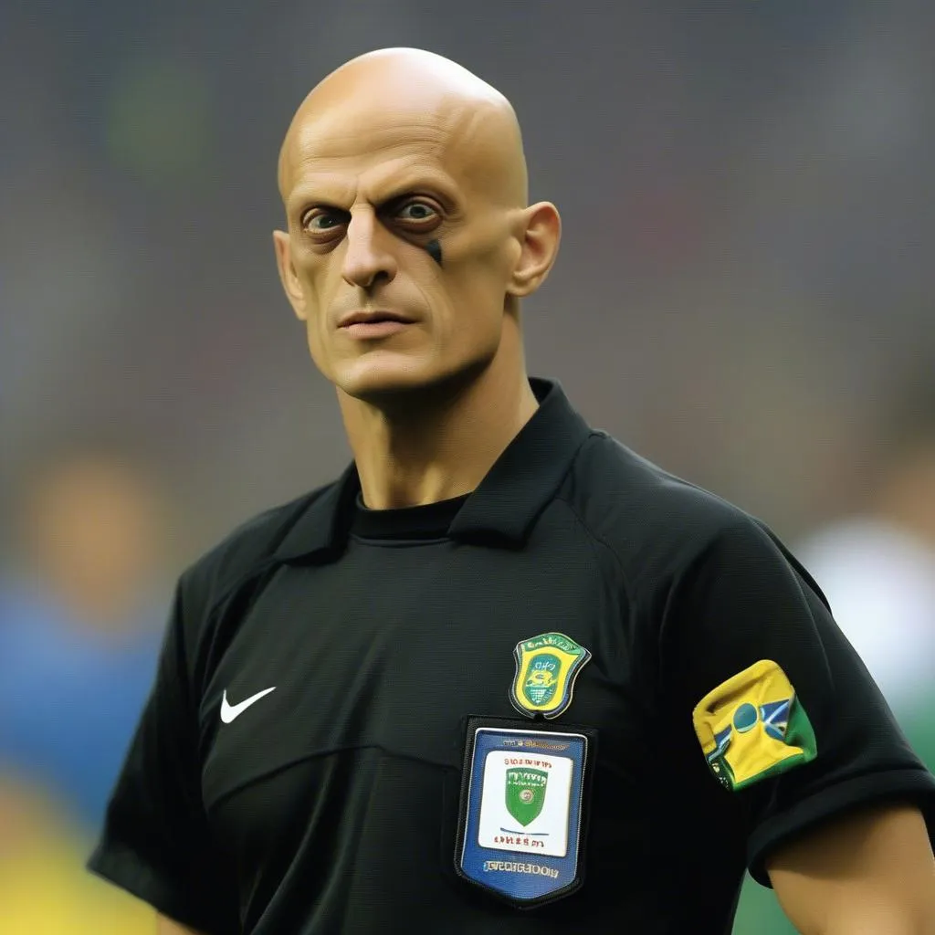 Pierluigi Collina, trọng tài người Ý, là một trong những cái tên nổi bật nhất trong làng trọng tài thế giới tại World Cup 2002.