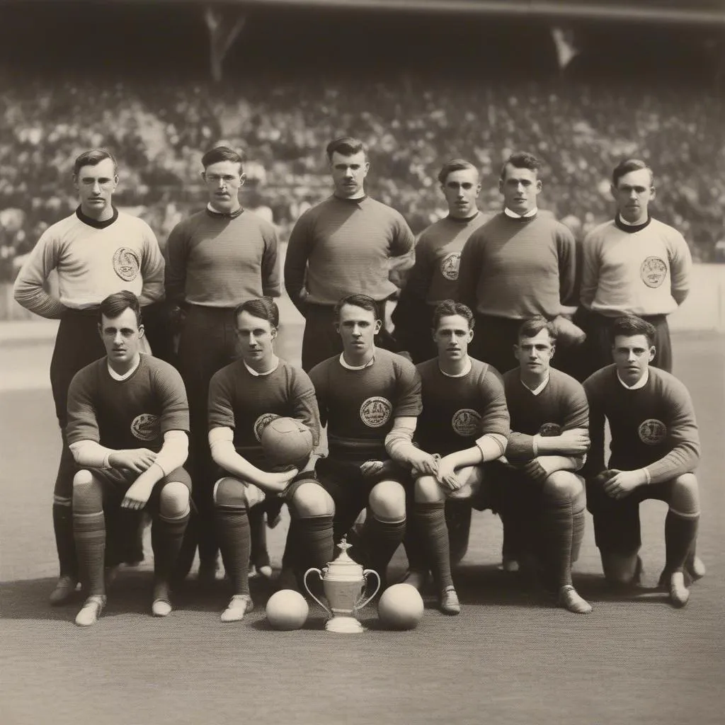 A group of soccer players in the 1914 US Open Cup