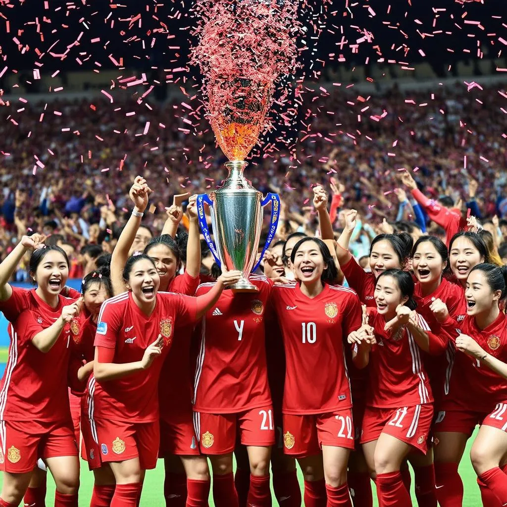 Tuyển nữ Việt Nam nâng cao chức vô địch AFF Cup 2022