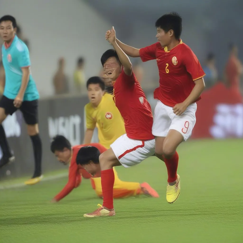 Hình ảnh trận đấu vòng loại Asian Cup 2015 giữa Việt Nam và Indonesia