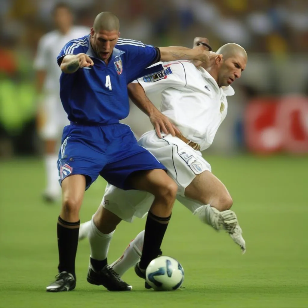 Marco Materazzi và Zinedine Zidane trong trận chung kết World Cup 2006