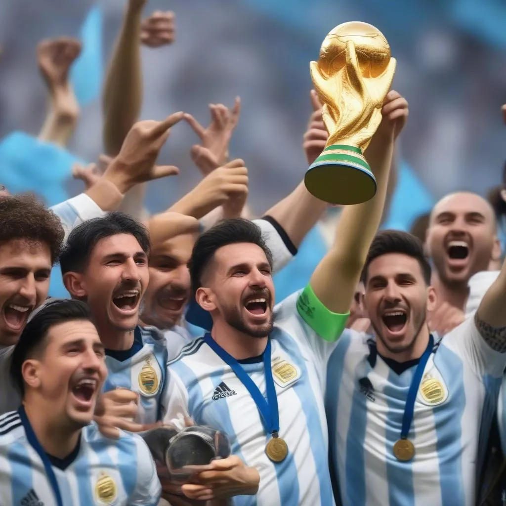 Argentina celebrating their victory at the World Cup 2022