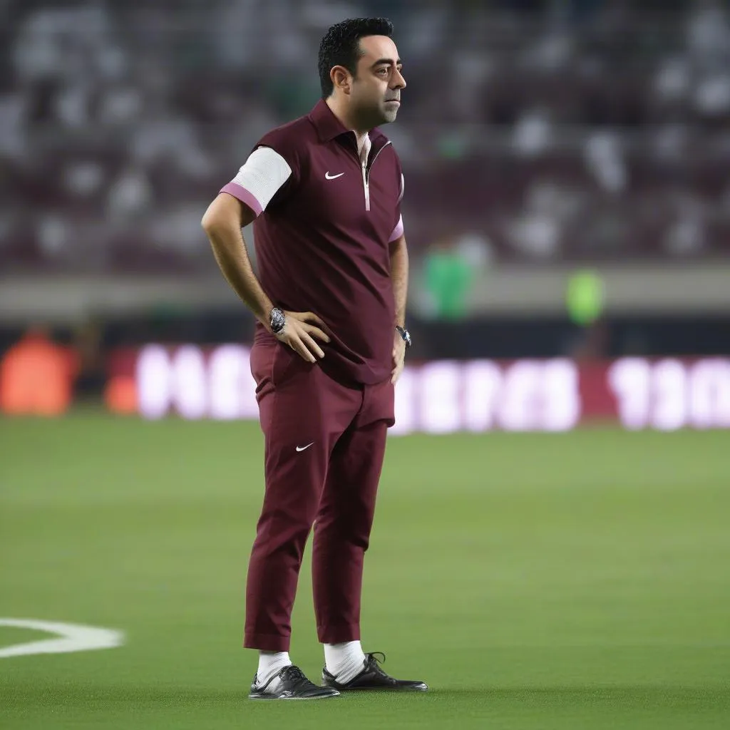 Xavi Hernandez, huấn luyện viên của đội tuyển Qatar, tại trận đấu Asian Cup