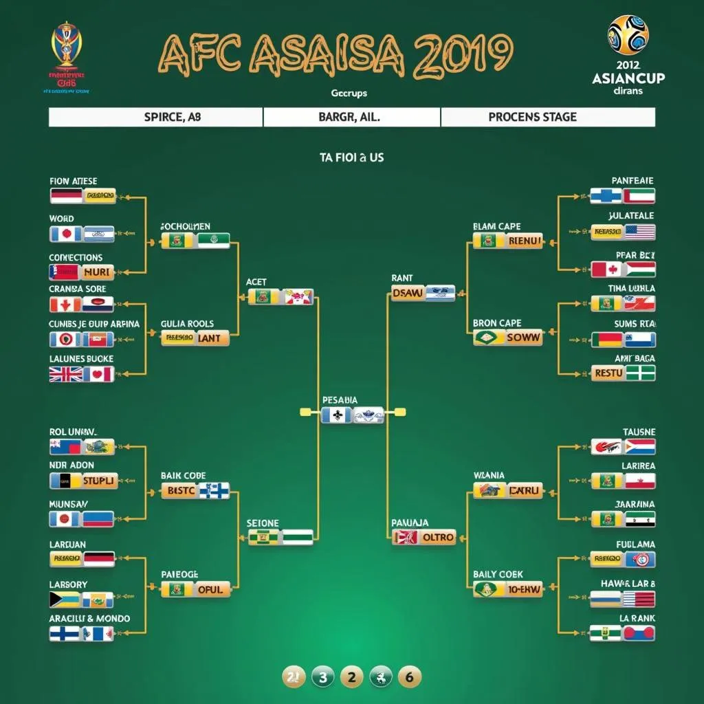 The official AFC Asian Cup 2019 bracket showcasing all the teams and matches