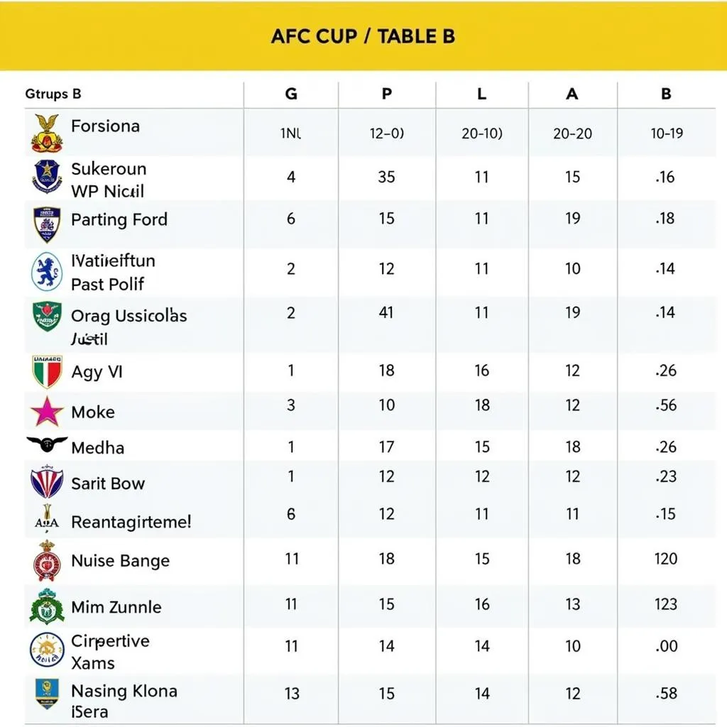 Bảng Xếp Hạng AFC Cup 2021 Nhóm B