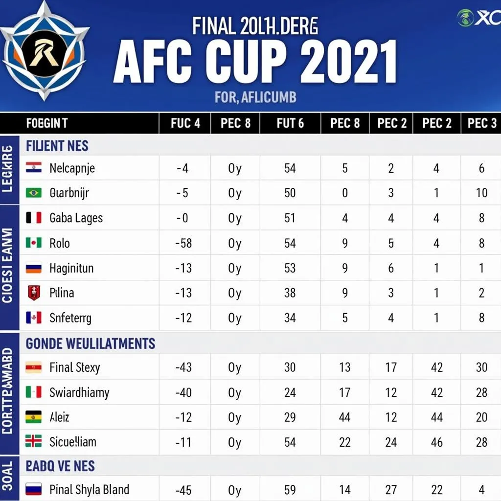 Bảng Xếp Hạng AFC Cup 2021 Nhóm E