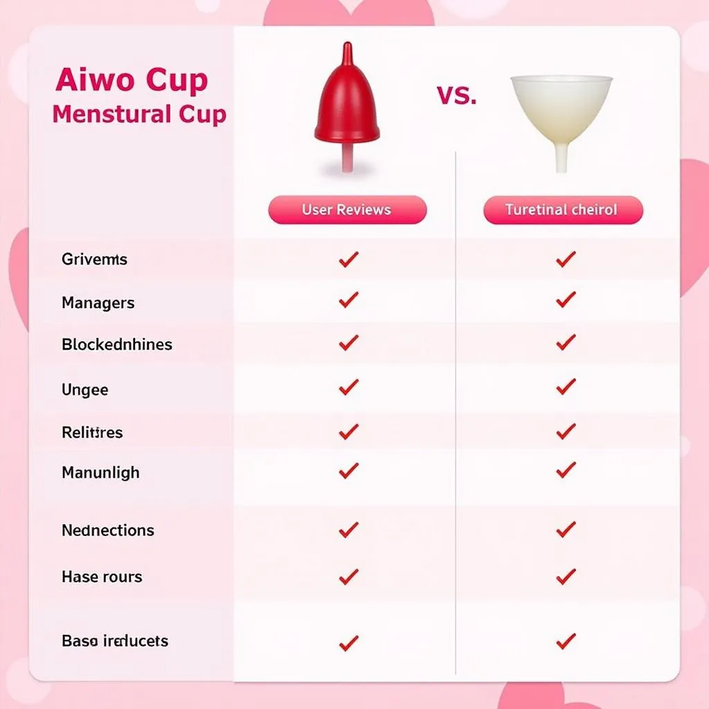 So sánh cốc nguyệt san Aiwo Cup với các thương hiệu khác