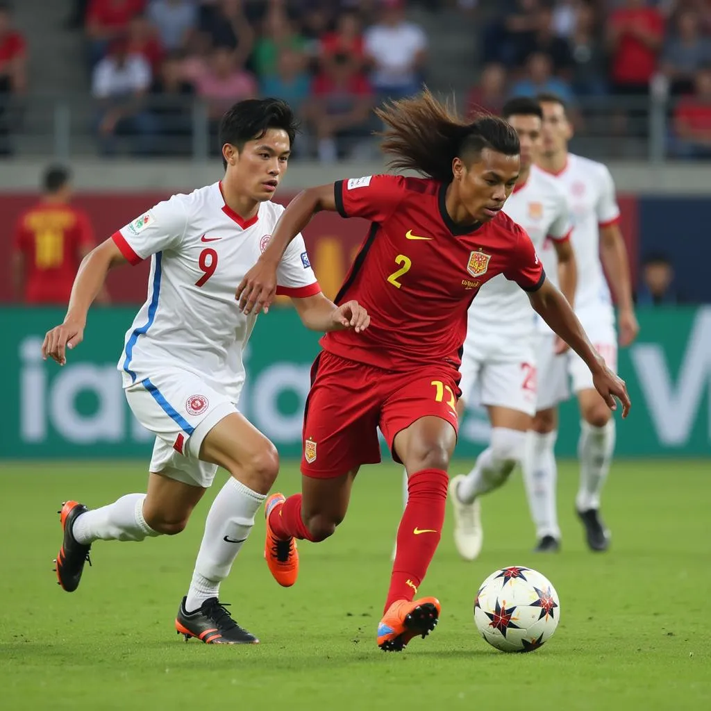 The HAGL players showcasing their skills during a V.League 2018-2019 match