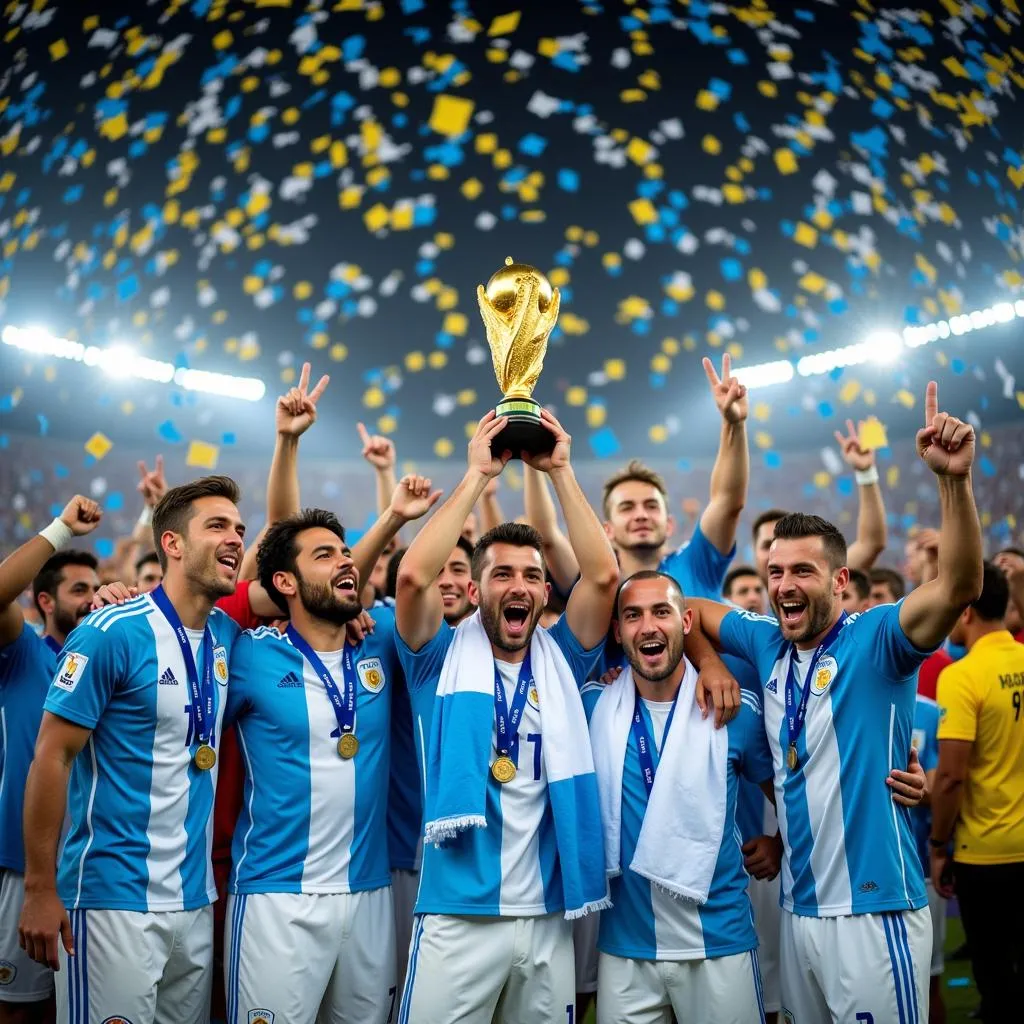 Đội tuyển Argentina ăn mừng chức vô địch World Cup 2022