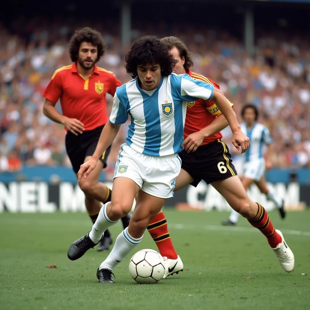 Argentina World Cup 1982: Diego Maradona in action