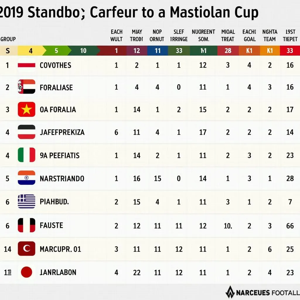 AFC Asian Cup 2019 Standings