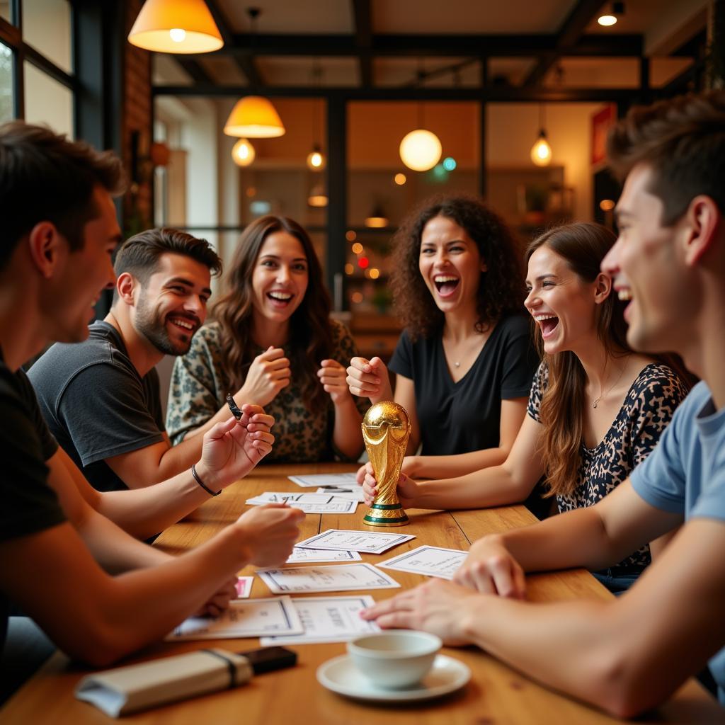 Friends Playing World Cup Trivia