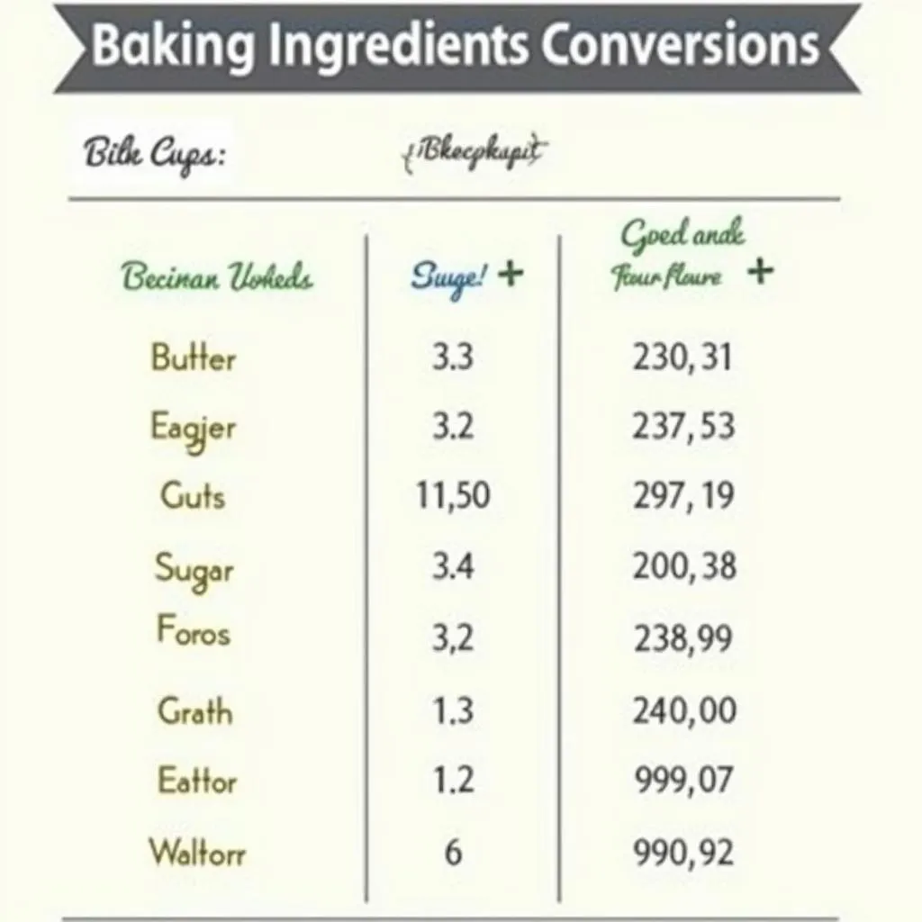 Ingredient Conversion Chart