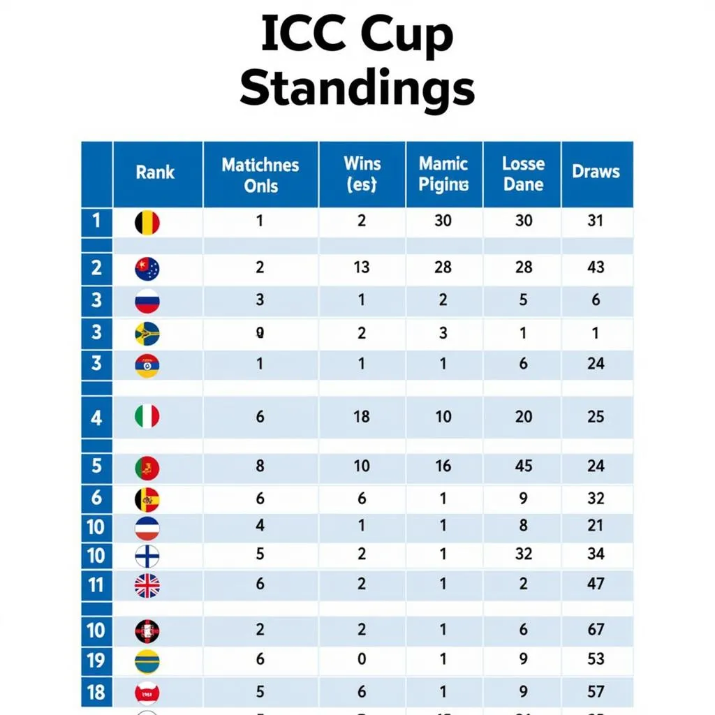 Bảng xếp hạng ICC Cup