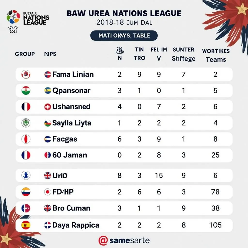 Bảng Xếp Hạng Nations League