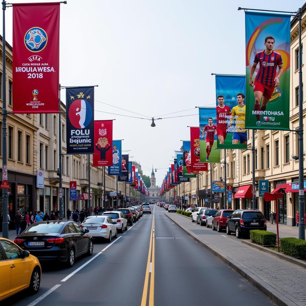 Banner World Cup 2018 trên đường phố Moscow