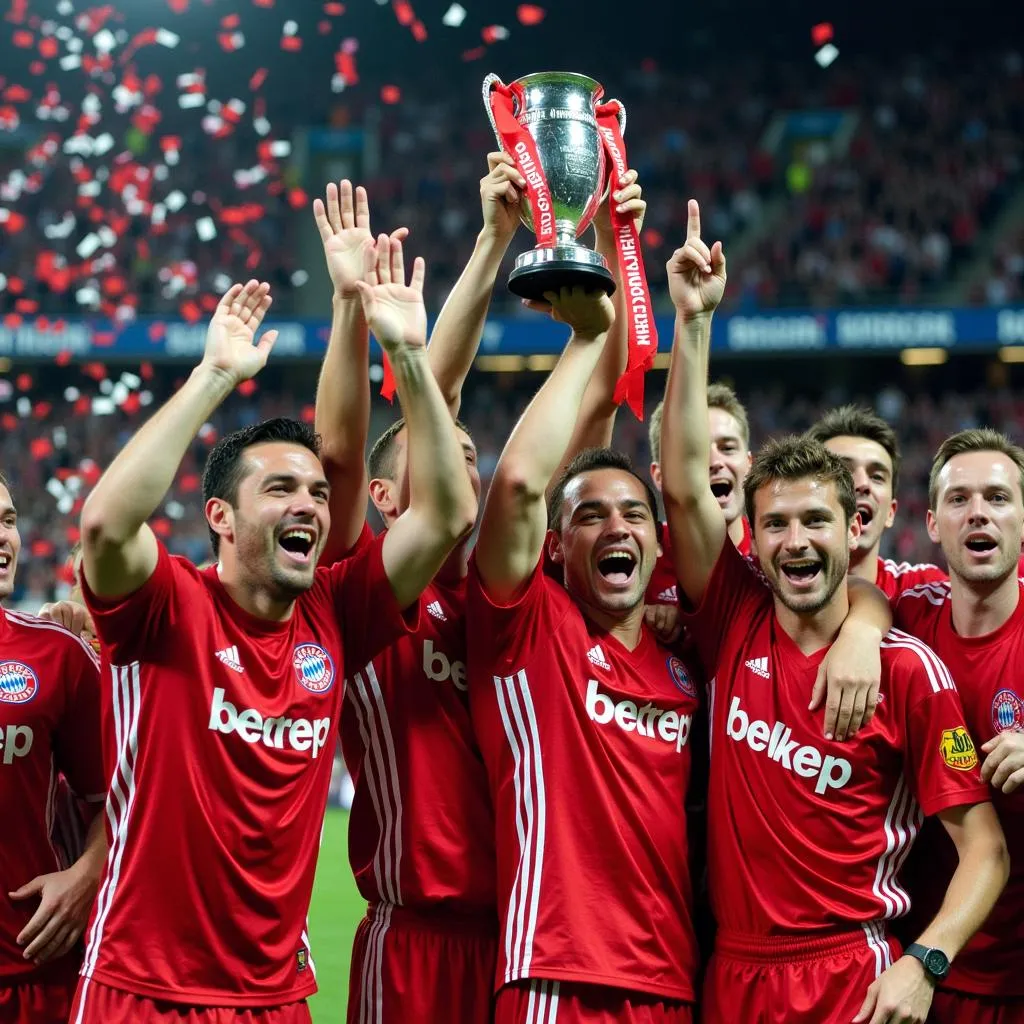 Bayern Munich Celebrating 2001 UEFA Super Cup Victory