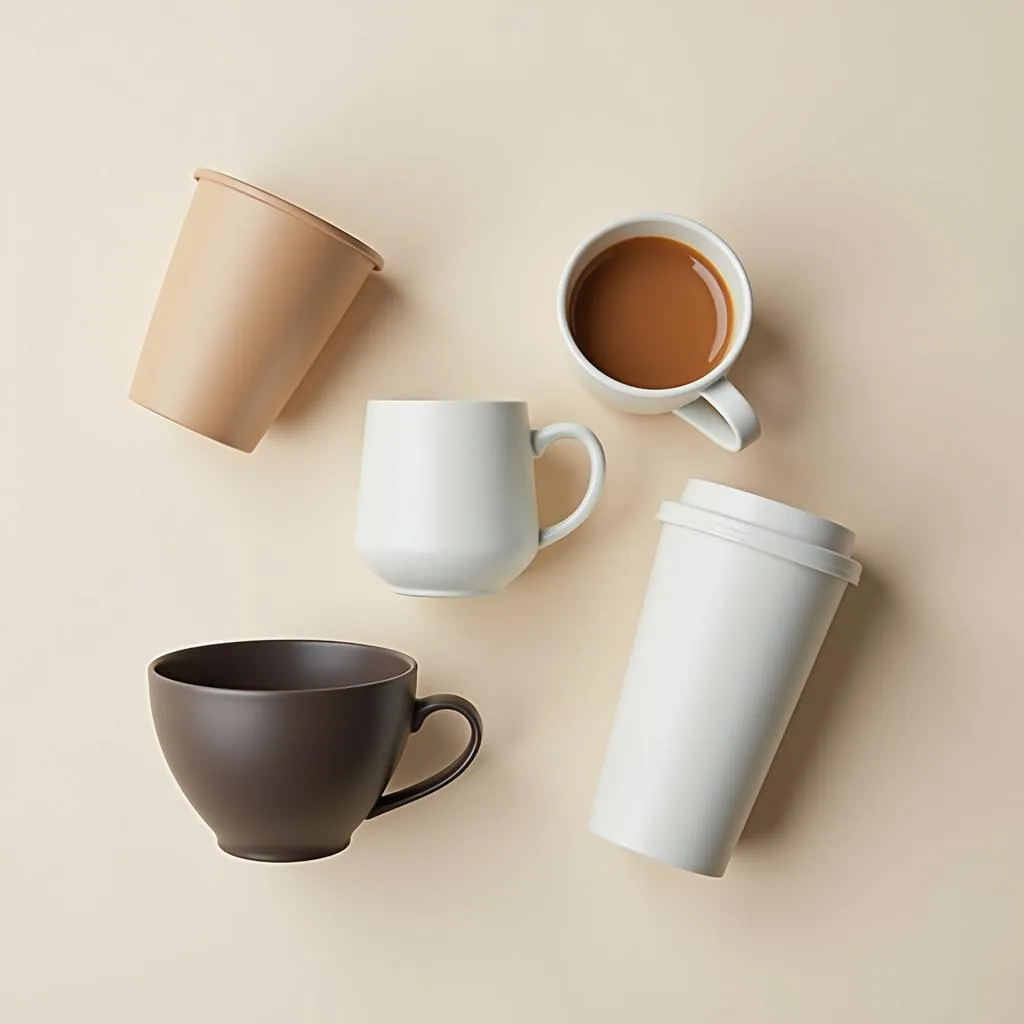 Collection of minimalist matte coffee cups