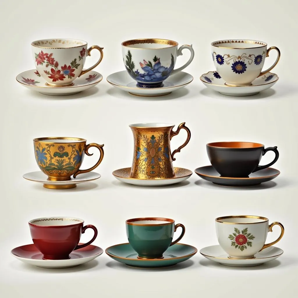 A collection of elegant Darjeeling teacups