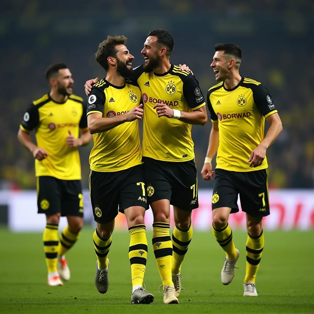 Cầu thủ Borussia Dortmund ăn mừng bàn thắng